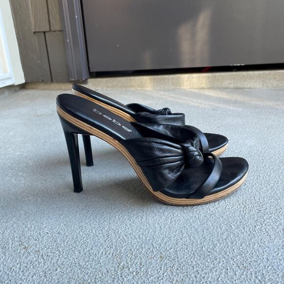 y2k vintage 00's bebe black leather heel made in Italy | Size US 9 - Picture 2 of 7